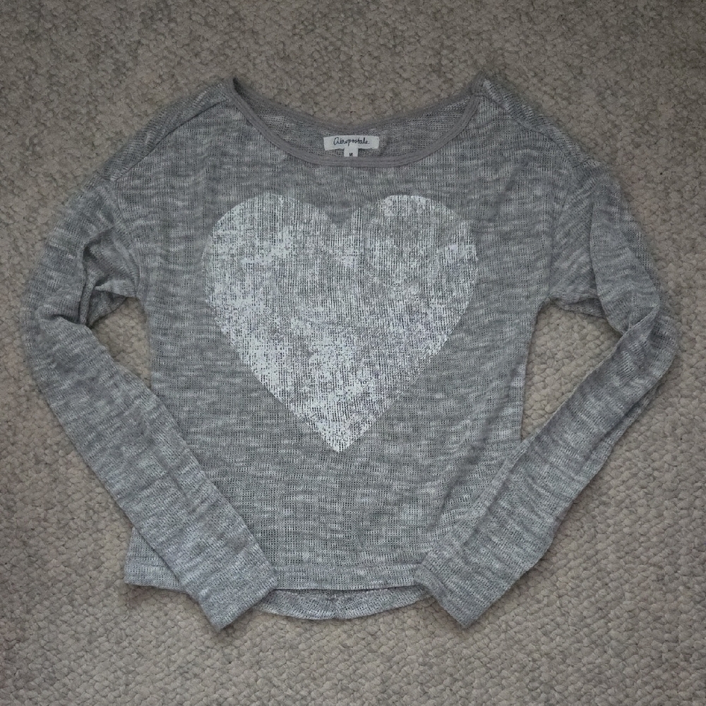 Aeropostale Light Gray Knit Top